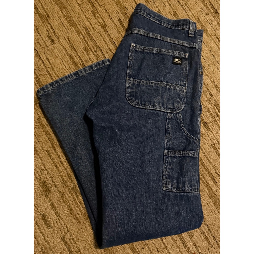 Key Industries Dungaree Carpenter Jeans Mens W33 L32 Blue Denim Work Pants 3566